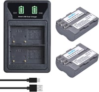 DuraPro 2x EN-EL3e Akkumulátor + LED Dupla USB Töltő Type-C Porttal Nikon D50 D70 D80 D90 D100 D200 D300 D700 Fényképezőgépekhez 1