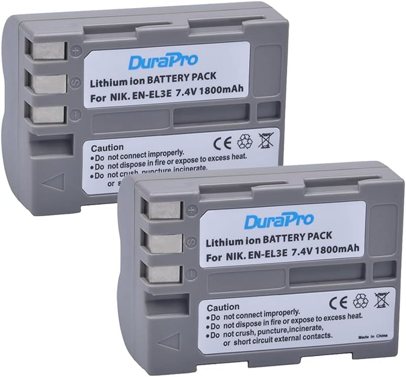 DuraPro 2x EN-EL3e Akkumulátor + LED Dupla USB Töltő Type-C Porttal Nikon D50 D70 D80 D90 D100 D200 D300 D700 Fényképezőgépekhez