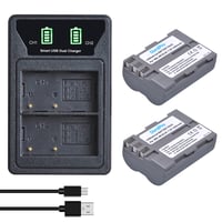 DuraPro 2x EN-EL3e Baterija + LED Dupli USB Punjač s Type-C Priključkom za Nikon D50 D70 D80 D90 D100 D200 D300 D700 Fotoaparate 2