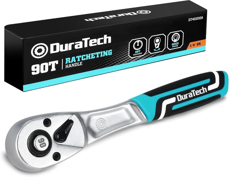 DURATECH 1/4" Fordítható Racsni 90 Fogú Gyorsoldó Króm-Vanádium Acél - 1/4”