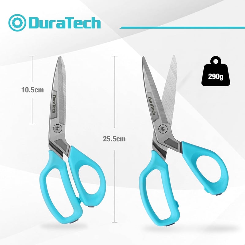 DURATECH 25 cm Univerzális Olló CrV Acél Fogazott Pengékkel Szövet Papír Karton Vágásához