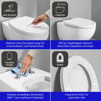 Colac WC Duravit Univavo oval, cu mecanism de închidere lentă dublă, sistem de fixare Quick Release, balamale din oțel inoxidabil, alb, uree-duroplast 2