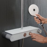 Duravit tuš set s termostatom, 3 vrste mlaza (Rain, Pulse, Mono), nagibna nadglavna tuš ruža, jednostavno čišćenje, krom/bijela 9