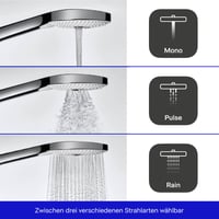 Duravit tuš set s termostatom, 3 vrste mlaza (Rain, Pulse, Mono), nagibna nadglavna tuš ruža, jednostavno čišćenje, krom/bijela 3