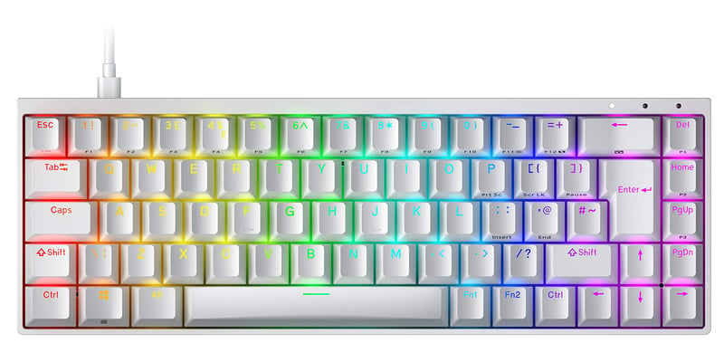 Mechanická herná klávesnica Durgod Hades 69, 65 %, ISO UK, RGB, hliník - biela