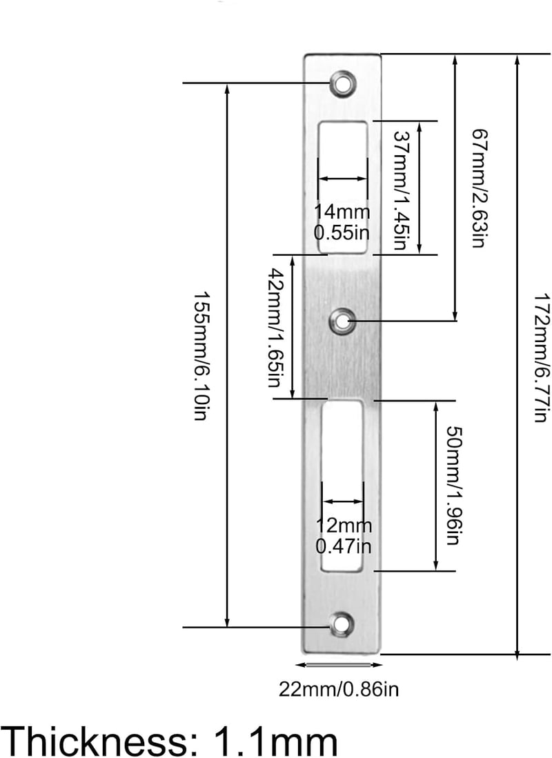 Duronge rozsdamentes acél ajtózár biztosító lemez 172x22mm