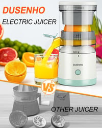 DUSENHO Elektromos Citrusfacsaró - Hordozható USB-C Töltésű Gyümölcsprés Narancshoz, Citromhoz, 0,5L Kapacitás, Csendes Motor, Fehér 4