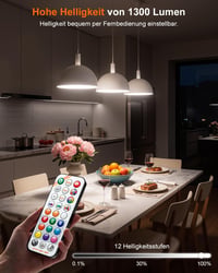 Bec LED RGB DUSKTEC E27 cu telecomandă, 12W, 1300LM, bec inteligent colorat 3