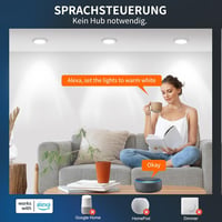 DUSKTEC LED Beépíthető Spotlámpa Alexa Vezérléshez, 7W Okos Mennyezeti Lámpa, APP és Hangvezérlés, Meleg-Nappali Fény, 6 db 3