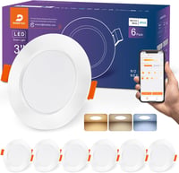 DUSKTEC LED Beépíthető Spotlámpa Alexa Vezérléshez, 7W Okos Mennyezeti Lámpa, APP és Hangvezérlés, Meleg-Nappali Fény, 6 db 1