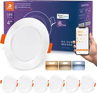 Spot LED inteligent încastrat DUSKTEC 100mm 10W, set de 6 bucăți, control vocal și prin aplicație, compatibil Alexa, reglabil, lumină albă ajustabilă 2700K-6000K 1