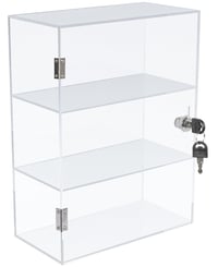 DuvinDD Akrilna vitrina s 3 police, bravicom i ključevima, prozirni spremnik za kolekcionarske predmete, izložbena kutija otporna na prašinu koja se može zaključati, 30 x 15 cm, dolazi sastavljena 1