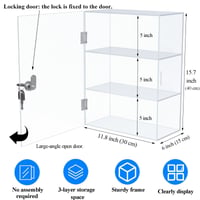 DuvinDD Akrilna vitrina s 3 police, bravicom i ključevima, prozirni spremnik za kolekcionarske predmete, izložbena kutija otporna na prašinu koja se može zaključati, 30 x 15 cm, dolazi sastavljena 8