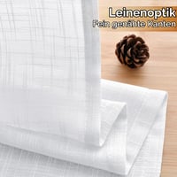 DWCN Bijela kratka zavjesa s efektom lana, poluprozirna vitraž zavjesa, 1 komad, 45x90 cm, za kuhinju, dnevni boravak, kamper, ormar, bistro, moderna zavjesa za prozor 2