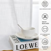 DWCN Bijela kratka zavjesa s efektom lana, poluprozirna vitraž zavjesa, 1 komad, 45x90 cm, za kuhinju, dnevni boravak, kamper, ormar, bistro, moderna zavjesa za prozor 5