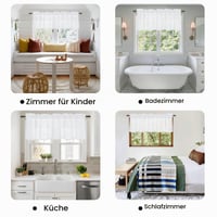 DWCN Bijela kratka zavjesa s efektom lana, poluprozirna vitraž zavjesa, 1 komad, 45x90 cm, za kuhinju, dnevni boravak, kamper, ormar, bistro, moderna zavjesa za prozor 4