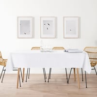 DWCN Biely vodoodolný obrus 135x240 cm – Umývateľný, odolný voči škvrnám, obdĺžnikový obrus s ľanovým vzhľadom do jedálne, na záhradné oslavy a svadby 6