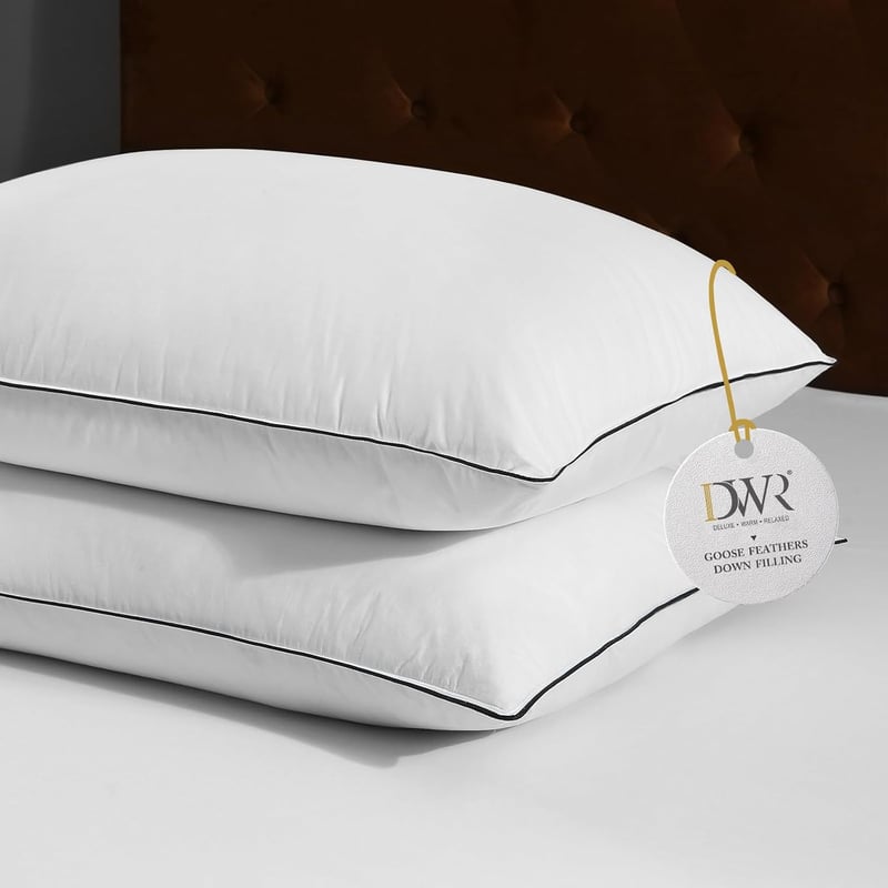 DWR 3-Kamrás Libatoll Párna 50x75 cm 2db - Luxus Alvópárna Organikus Pamut Huzattal, Puha és Tartós Támasz, Légáteresztő Fehér Fejpárna