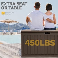 DWVO 270L živicový záhradný úložný box s kolieskami, vodotesný, uzamykateľný terasový úložný priestor na vankúše a záhradné náradie, svetlohnedý 4