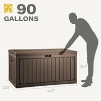 DWVO 270L živicový záhradný úložný box s kolieskami, vodotesný, uzamykateľný terasový úložný priestor na vankúše a záhradné náradie, svetlohnedý 7