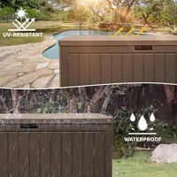 DWVO 270L živicový záhradný úložný box s kolieskami, vodotesný, uzamykateľný terasový úložný priestor na vankúše a záhradné náradie, svetlohnedý 5