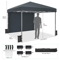 Pavilion Pop-Up DWVO 3x3 m, Cort de grădină pliabil impermeabil, anti-UV, prelată dintr-o singură bucată, gri, cu geantă și frânghii, pentru camping, piață 2