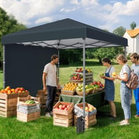 Pavilion Pop-Up DWVO 3x3 m, Cort de grădină pliabil impermeabil, anti-UV, prelată dintr-o singură bucată, gri, cu geantă și frânghii, pentru camping, piață 6