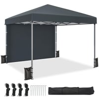 Pavilion Pop-Up DWVO 3x3 m, Cort de grădină pliabil impermeabil, anti-UV, prelată dintr-o singură bucată, gri, cu geantă și frânghii, pentru camping, piață 1