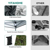 Pavilion Pop-Up DWVO 3x3 m, Cort de grădină pliabil impermeabil, anti-UV, prelată dintr-o singură bucată, gri, cu geantă și frânghii, pentru camping, piață 5