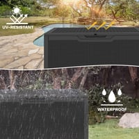 DWVO Vrtna kutija za odlaganje 380L, s efektom ratana, s bravom, vodootporna, s plinskom oprugom, crna, 115,4x55x58,3 cm, spremište za vrtni namještaj 8