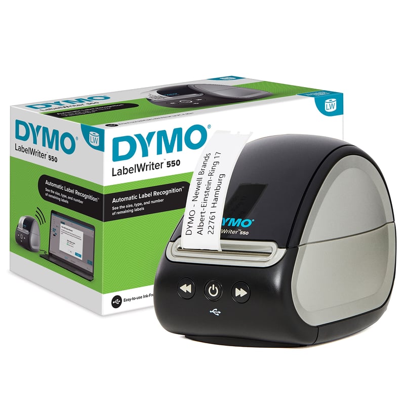 Imprimantă de etichete termică directă DYMO LabelWriter 550 cu recunoaștere automată pentru adrese, etichete de expediere și coduri de bare, cu conector UE