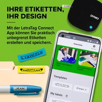 DYMO LetraTag 200B Bluetooth pisač naljepnica kompaktni uređaj za ispis naljepnica kompatibilan s iOS i Android sustavima, s bijelom papirnatom trakom, 1 kom 2