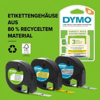 Originalna DYMO LetraTag traka za naljepnice, crna na bijeloj podlozi, 12 mm x 4 m, samoljepljiva plastična traka za LetraTag pisače naljepnica, 2 komada u pakiranju 6
