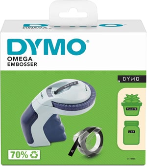 DYMO Omega uređaj za utiskivanje za kućnu i kreativnu upotrebu, ergonomski dizajn, crna traka, rotirajući kotačić za slova