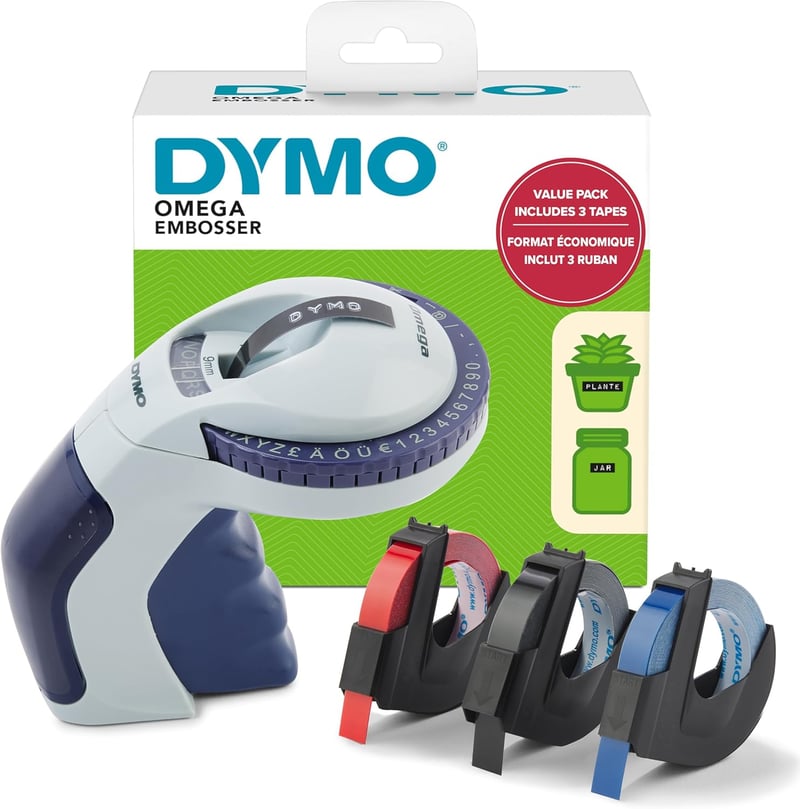 DYMO Omega Prägeberendezés 3 szalaggal - Otthoni és hobbiprojektekhez - Bundle