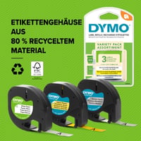 Bandă de etichetare din hârtie DYMO LetraTag originală, text negru pe fundal alb, 12 mm x 4 m, autoadezivă, pentru aparate de etichetat LetraTag, set 2 casete 6