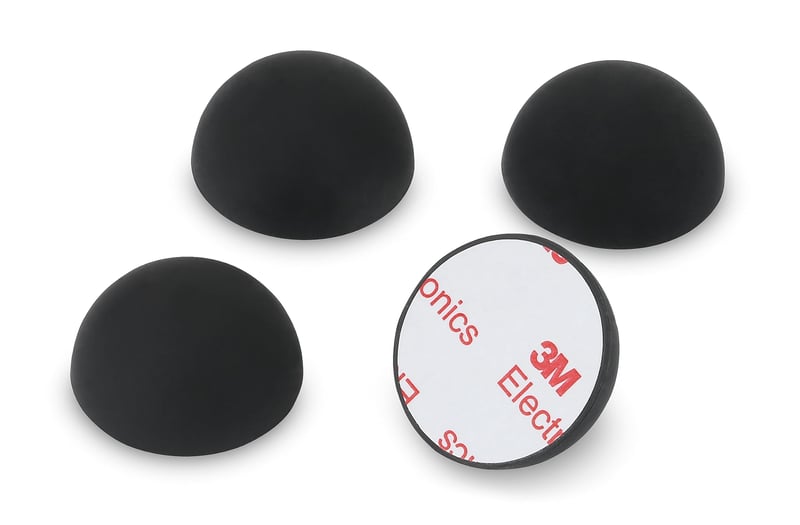 Dynavox ED32 Szilikon-Elasztomer Rezgéscsillapító 4 db - Univerzális Absorber Talp HiFi Eszközökhöz, Hangszórókhoz, Erősítőkhöz és Lemezjátszókhoz, 3M Ragasztófelülettel, Fekete