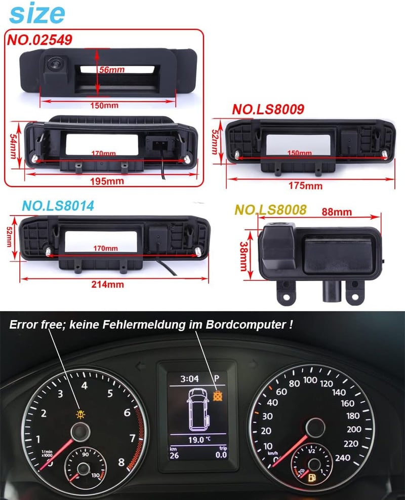 Dynavsal HD Éjjellátó Autós Tolatókamera Mercedes és VW Golf Modellekhez - 02549 (see picture two)