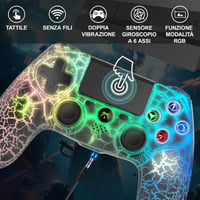 DYONDER Vezeték Nélküli Kontroller PS4-hez RGB Fénnyel, Dupla Rezgéssel - Kompatibilis PS4/Slim/Pro Konzolokkal 3