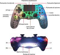 DYONDER Vezeték Nélküli Kontroller PS4-hez RGB Fénnyel, Dupla Rezgéssel - Kompatibilis PS4/Slim/Pro Konzolokkal 7