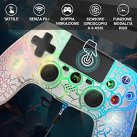 DYONDER Vezeték Nélküli PS4 Kontroller - Dupla Vibrációs Gamepad RGB Világítással, 10 Órás Üzemidő, Ergonomikus Kialakítás, PS4/Slim/Pro/PC  2
