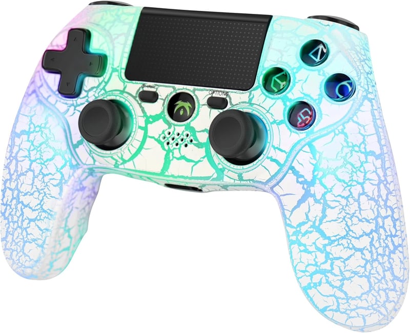 DYONDER Vezeték Nélküli PS4 Kontroller - Dupla Vibrációs Gamepad RGB Világítással, 10 Órás Üzemidő, Ergonomikus Kialakítás, PS4/Slim/Pro/PC 