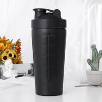 DYOUen 750 ml Rozsdamentes Acél Protein Shaker - Fekete Fitness Italkeverő Palack Keverőgömbbel, Szivárgásmentes, Hordozható Edzéshez és Dié 4