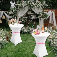DYOUen Elasztikus Bárasztal Huzat Szett - 2 db Nyújtható Asztalterítő 80x110 cm - Fehér Poliészter Spandex Védőborítás Bárpulthoz, Kerek Asz 7