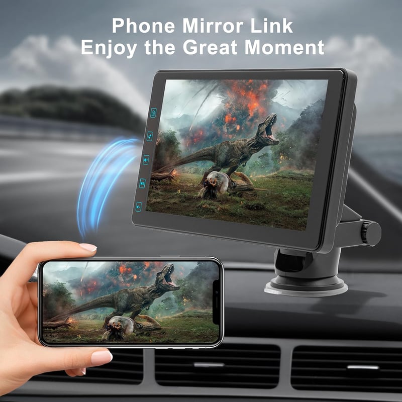 DYWSWINN 7 Hüvelykes Vezeték Nélküli Autórádió CarPlay és 1080P Tolatókamerával, Érintőképernyős GPS Navigáció Bluetooth FM