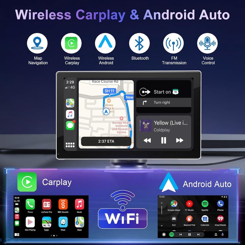 DYWSWINN 9 Hüvelykes Vezeték Nélküli Apple CarPlay Android Auto Autórádió IPS Érintőképernyő GPS Bluetooth Tükrözés FM AUX