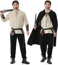 Dzorim Középkori Pirate Jelmez Szett Lenvászon Ingvel és Nadrággal 7