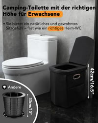 E EASTSTORM összecsukható kempingtoalett 42cm ülésmagassággal, 200kg terhelhetőség 2