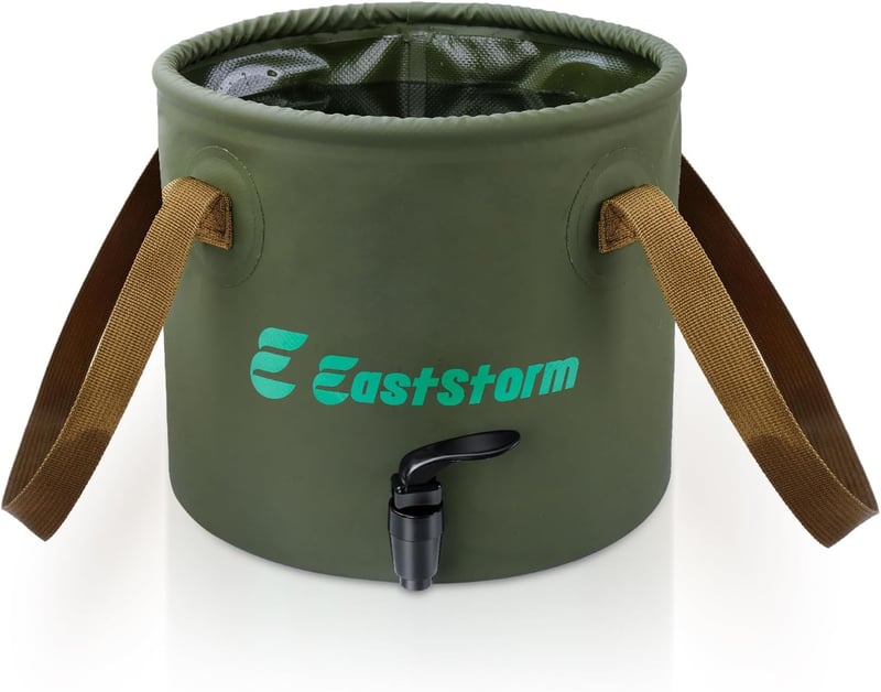 E EASTSTORM Összecsukható Vödör 10L/20L Csappal Kempingezéshez és Mosogatáshoz