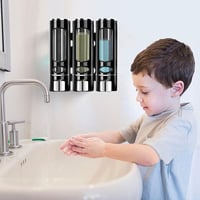 E-Greetshopping Zidni dozator sapuna s 3 komore 400 ml, bez bušenja, za šampon, gel za tuširanje i tekući sapun, nepropusni, crni 7